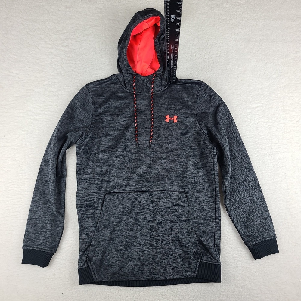 Under Armour Hoodie Mens Small Black‎ Gray Heathered Loose Coldgear Activewear